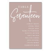 Roos Taupe Scripting Table SEVENTEEN + Guest Names Kaart (Voorkant)