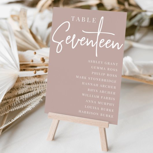 Roos Taupe Scripting Table SEVENTEEN + Guest Names Kaart