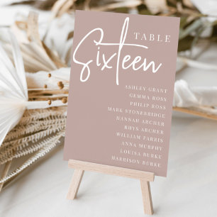Roos Taupe Scripting Table SIXTEEN + Guest Names Kaart