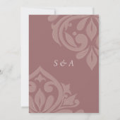 Roos Taupe Smaakvol Elegant Script Damask Wedding Kaart (Achterkant)