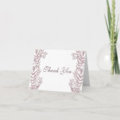 Roos Taupe Wedding  Botanisch Bedankkaart (Voorkant)
