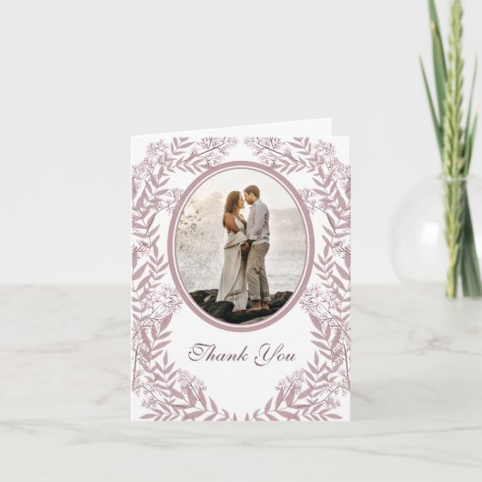 Roos Taupe Wedding  Botanisch Bedankkaart (Voorkant)
