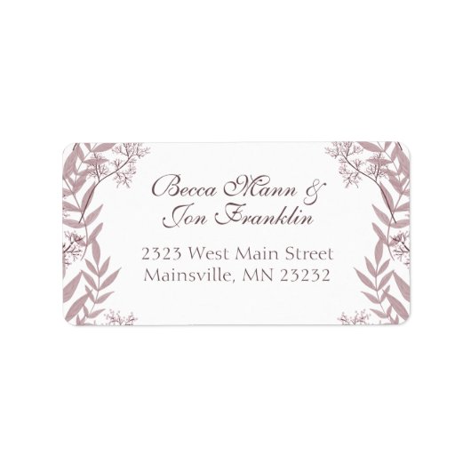 Roos Taupe Wedding Botanisch Etiket (Voorkant)