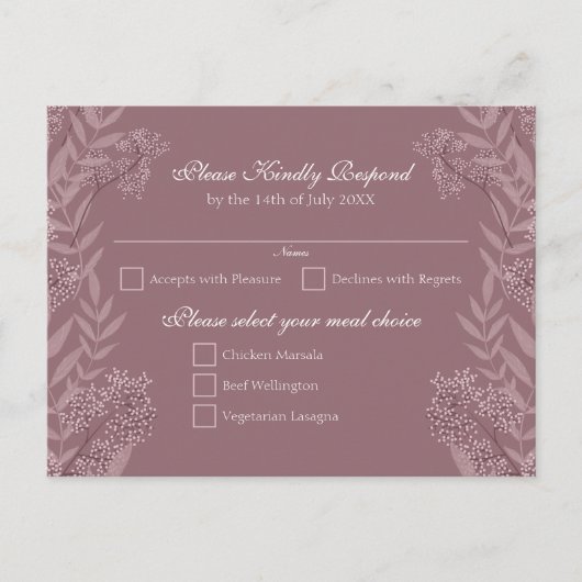 Roos Taupe Wedding  Botanisch Feestdagenkaart (Voorkant)