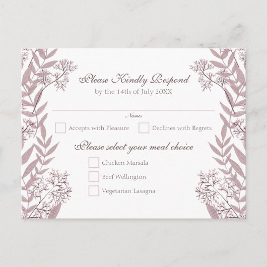 Roos Taupe Wedding Botanisch Feestdagenkaart (Voorkant)