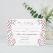 Roos Taupe Wedding  Botanisch Kaart (Staand voorkant)