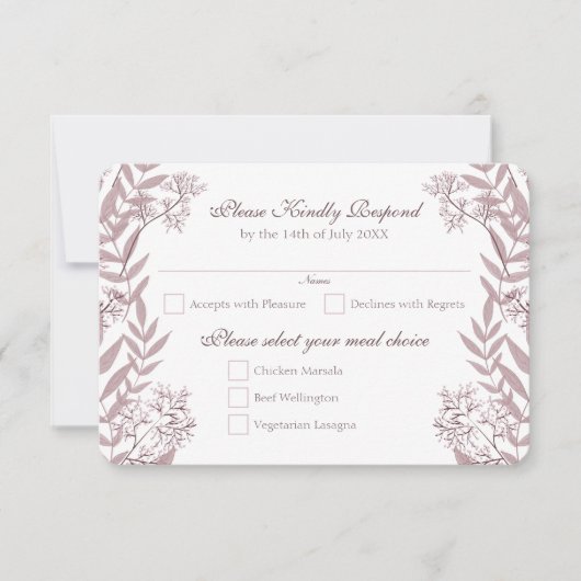 Roos Taupe Wedding  Botanisch Kaart (Voorkant)