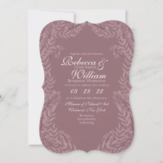 Roos Taupe Wedding  Botanisch Kaart (Voorkant)