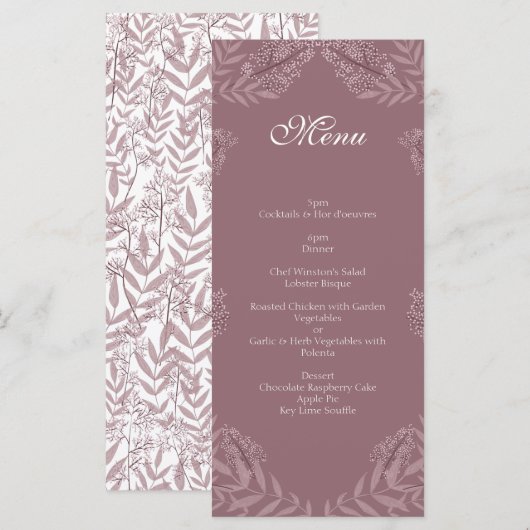 Roos Taupe Wedding Botanisch Menu (Voorkant / Achterkant)