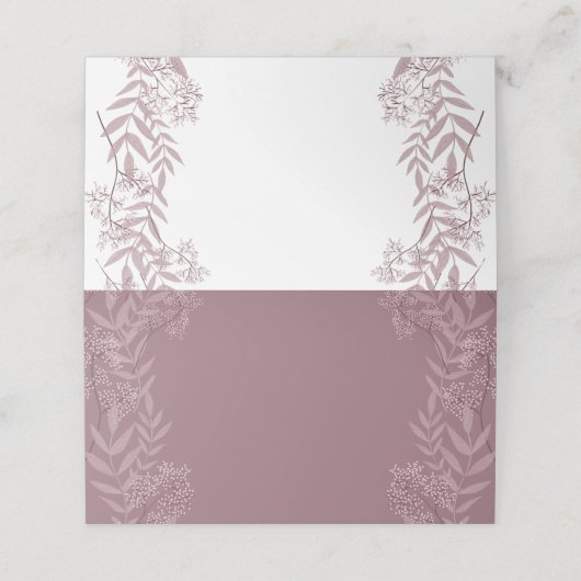 Roos Taupe Wedding Botanisch Plaatskaartje (Buitenkant ongevouwen)