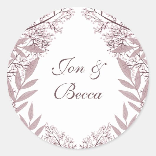Roos Taupe Wedding  Botanisch Ronde Sticker (Voorkant)