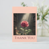 Roos te midden van bibliotheeklicht Boekenliefhebb Bedankkaart (Staand voorkant)