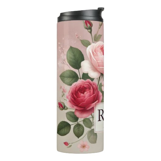 Roos Tea Design AI kunst Thermosbeker (Gedraaid links)