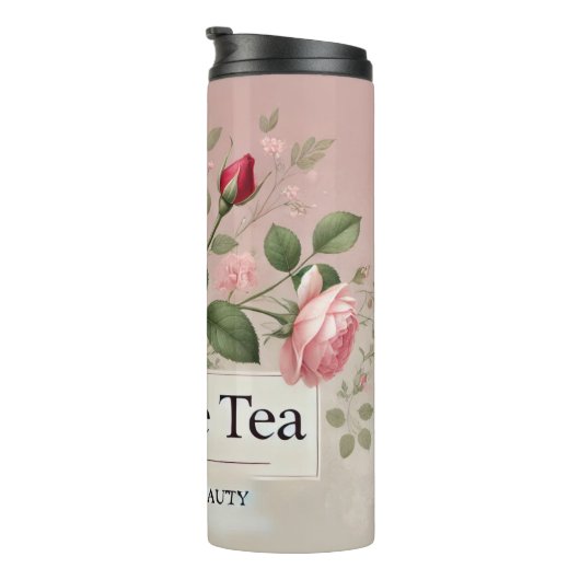 Roos Tea Design AI kunst Thermosbeker (Geroteerd rechts)