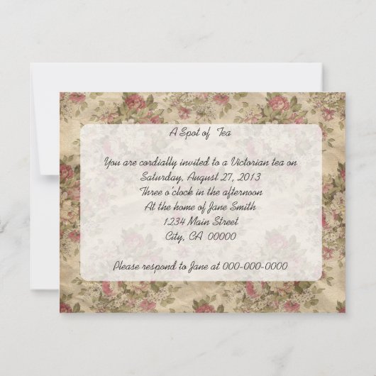  Roos Tea-partij Kaart (Achterkant)