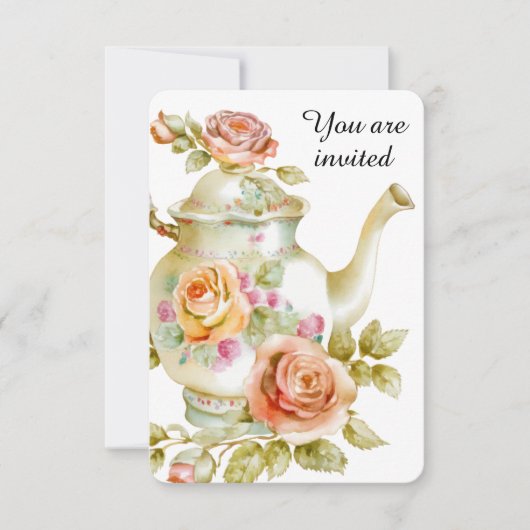 Roos Tea Party Kaart (Voorkant)