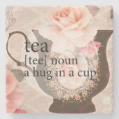  Roos Teacup Hug Quote Stenen Onderzetter (Voorkant)