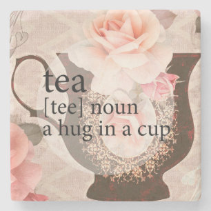 Roos Teacup Hug Quote Stenen Onderzetter