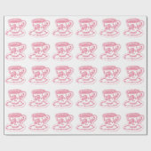 Roos Teacups Pattern Wrapping Paper Cadeaupapier (Vlak)