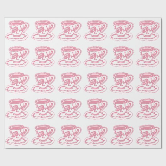 Roos Teacups Pattern Wrapping Paper Cadeaupapier (Vlak)