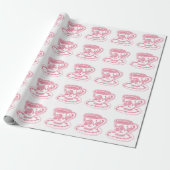 Roos Teacups Pattern Wrapping Paper Cadeaupapier (Uitgerold)