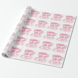 Roos Teacups Pattern Wrapping Paper Cadeaupapier
