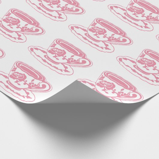 Roos Teacups Pattern Wrapping Paper Cadeaupapier (Hoek)