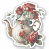  Roos Teapot Sticker (Voorkant)