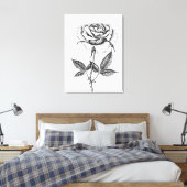 Roos tekenen canvas afdruk (Insitu (Slaapkamer))