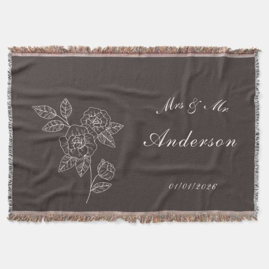 Roos tekenen en naam in wit op donker deken (Voorkant)