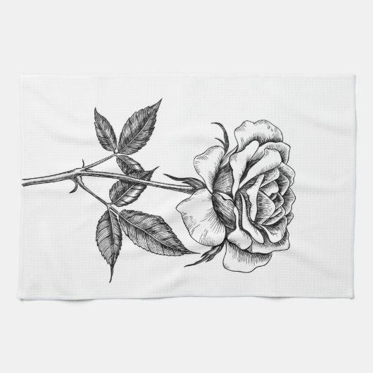 Roos tekenen theedoek (Horizontaal)