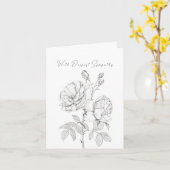 roos tekening Denken aan je sympathie kaart (Gele Bloem)