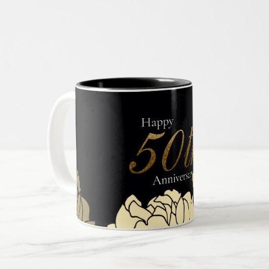 Roos ter gelegenheid van de 50e verjaardag van gou tweekleurige koffiemok (Voorkant links)