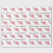 Roos ter gelegenheid van de geboorte cadeaupapier (Vlak)