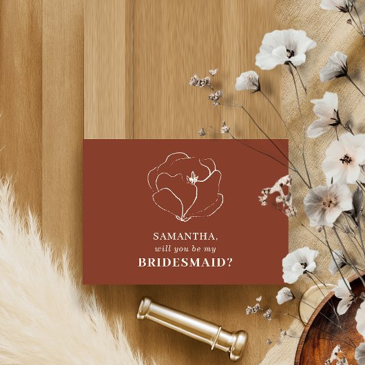 Roos Terracotta Simple Zal je mijn bruidsmeisje zi Kaart