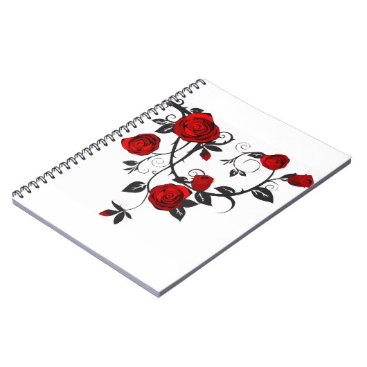 Roos Thorns Bloom Flower Red Black Leaf Plant Notitieboek (Linkerzijde)