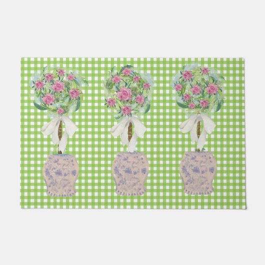 Roos Topiary Blue en White Ginger Jar mat (Voorkant)