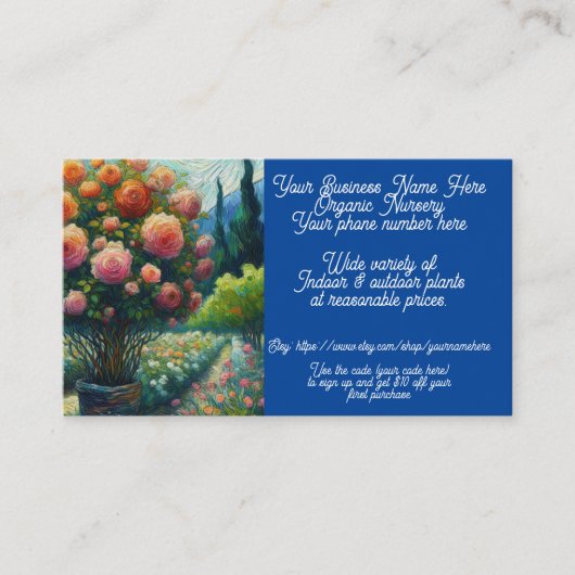 Roos Topiary Plant Kwekerij Winkel Verkoop Etsy Visitekaartje (Voorkant)