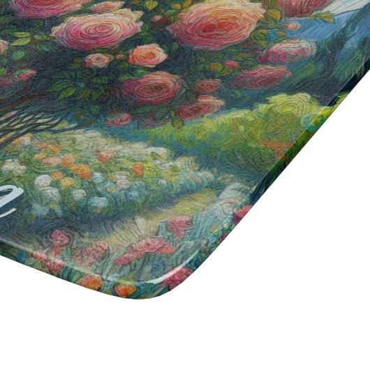 Roos Topiary Van Gogh Style Rozen Floral Pink Snijplank (Hoek)