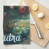 Roos Topiary Van Gogh Style Rozen Floral Pink Theedoek (Quarter Fold)