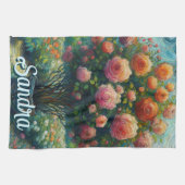 Roos Topiary Van Gogh Style Rozen Floral Pink Theedoek (Horizontaal)