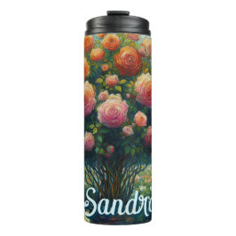 Roos Topiary Van Gogh Style Rozen Floral Pink Thermosbeker