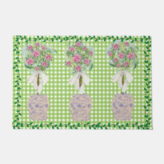 Roos Topiary Vine Blue en White Ginger Jar mat (Voorkant)