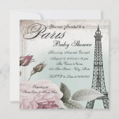  Roos Tower Paris Baby shower Kaart (Achterkant)