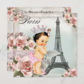  Roos Tower Paris Baby shower Kaart (Voorkant / Achterkant)