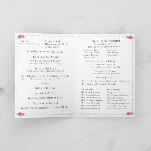 Roos Traditionele Katholieke bruiloft Programma (Binnen)