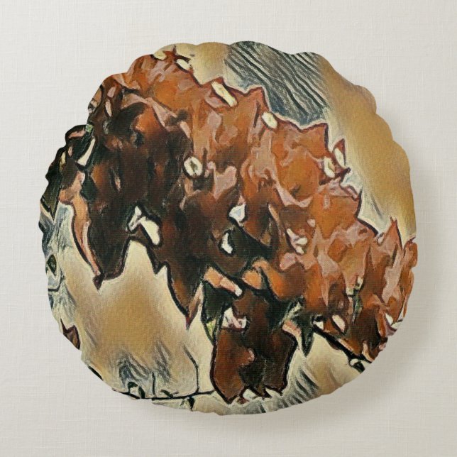 Roos Tree Art Sierkussen Rond Kussen (Voorkant)