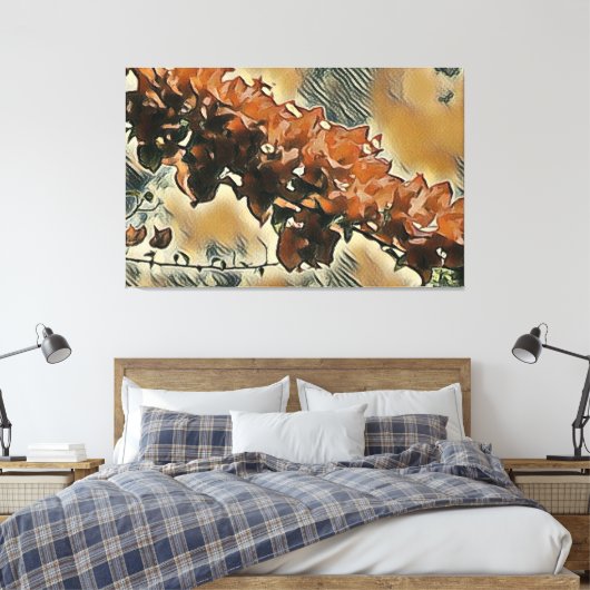 Roos Tree Art - Tan Trimming Canvas Afdruk (Insitu (Slaapkamer))