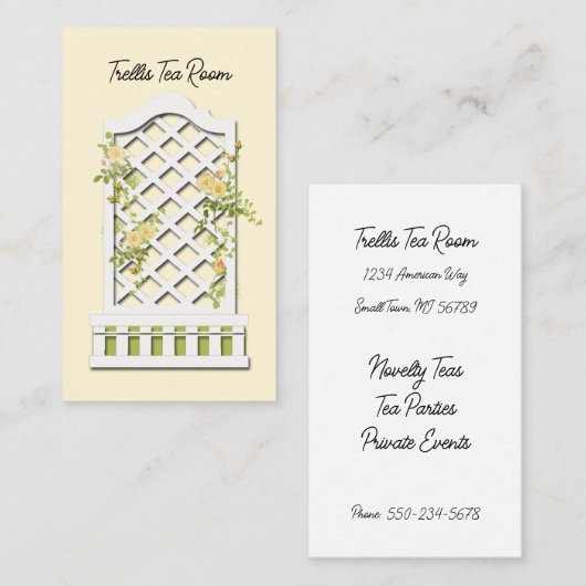 Roos Trellis Tea Room Visitekaartje (Voorkant / Achterkant)