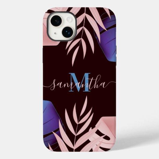 Roos tropische bladeren Case-Mate iPhone case (Achterkant)